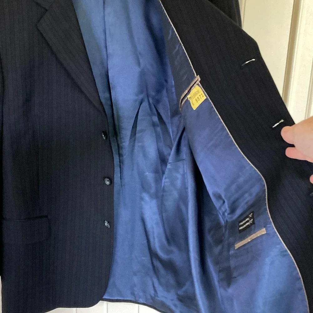 S. Cohen Mens Classic‎ Blue Pinstripe 3 Button Blazer Size 50R Wool Union Made